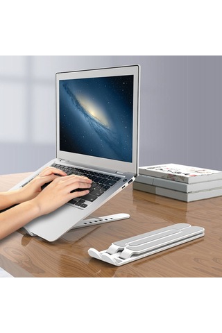 Jeemson Laptop Ve Tablet Için Yüksekliği Ayarlanabilir 7 Seviye Katlanabilir Isı Dağıtıcı Abs Stand - 16 İnç Altı Cihazlar İçin Beyaz