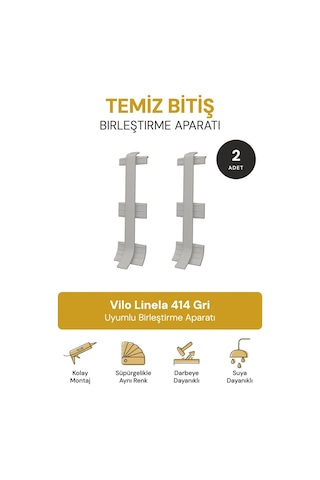 Vilo Süpürgelik Birleştirme Aparatı 2 Adet Linela 414 Gri Uyumlu