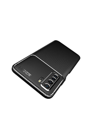 Huawei P40 Lite 5G Kilif Lens Karbon Tasarim Negro Silikon Kapak 466733594