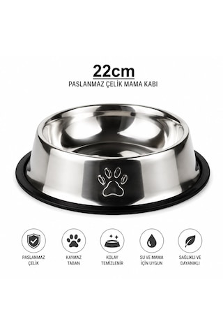 Patikadan Paslanmaz Çelik Metal Mama Ve Su Kabı 22 Cm Patikadan Paslanmaz Çelik Metal Mama Ve Su Kabı 22 Cm
