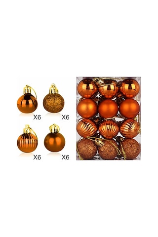 Yifomall Noel Dekorasyonu: Antik Bakır Renkli 3cm Kabak Şekilli Plastik Toplar, Elektroplastik Parlak, Ağaç Ve Tavan Süsü, 24 Adet Paket