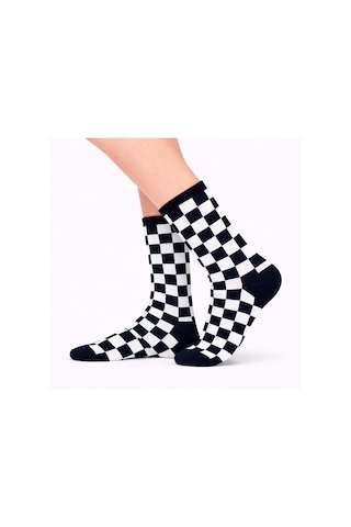 Carnaval Socks Kolej Siyah Dama Desenli Renkli Spor Çorap Çok Renkli