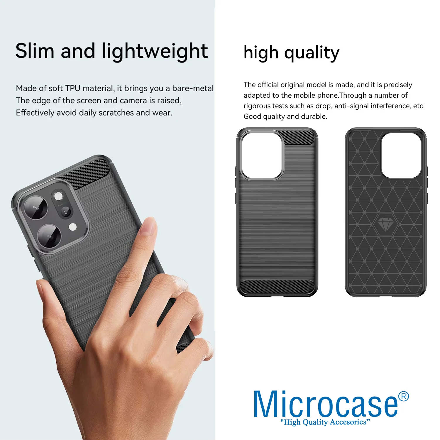 Microcase Huawei Pura 80 Pro Plus İle Uyumlu Brushed Carbon Fiber Silikon Kılıf - Siyah Al3332 Şeffaf
