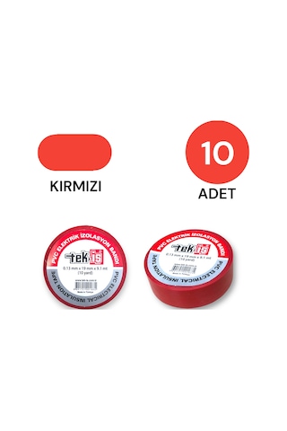 Tek-iş Izole Bant Elektrik Bandı Kırmızı 10 Adet
