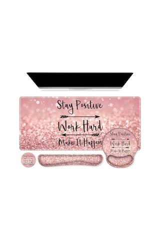 Ev Ofisi İçin 1'de Xxl Mouse Pad + Klavye Bilek Desteği + Fare Bilek Desteği + Ergonomik Masa Pedi Seti