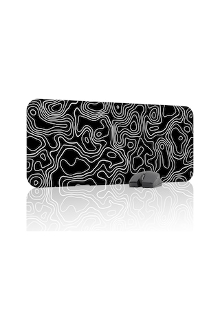 Siyah Beyaz 70x30 Xl Taraftar Gaming Oyuncu Mouse Pad Kaymaz Taban Büyük Fare Altlığı Topography
