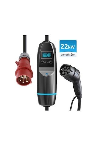 Khons 32a 22kw Taşınabilir Ev Şarj Cihazı Type 2, 3 Faz - Bluetooth Kablosuz Uzaktan Kontrol