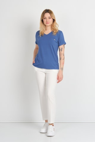 Sistas Kadın Kısa Kollu Süs Cep Detaylı Duble Kol Bluz 4110 Indigo Indigo