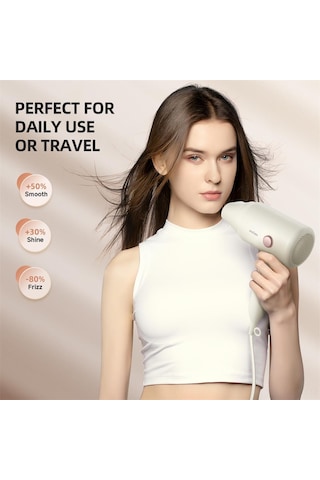 Mufunye Beyaz 1800w 220v Avrupa Plug Lüx Saç Kurutma Makinesi - 3000m İyon, 3 Sıcaklık Ayarı, 1.75m Kablolu, 50% Hızlı Kurutma, Çift Ateş Koruması