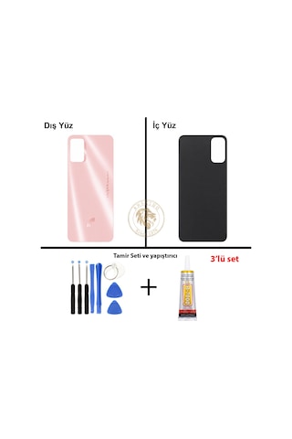 Reeder Vida Seti + Yapıs Tırıcı S19 Max Pro S Pembe Yapıs Tırıcı B-7000 Yapıştırıcı Vida Seti Arka Kapak Arka Cam Batarya Kapağı Lazer Kesim Kapak Pil Kapağı Back Cover Çok Renkli