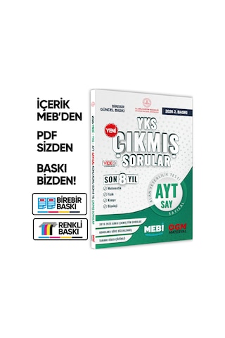 2026 YKS-ayt Mebi Sayısal Çıkmış Soru Bankası Konu Konu Son 8 Yıl Video/pdf Çözümlü Baskı Ücreti