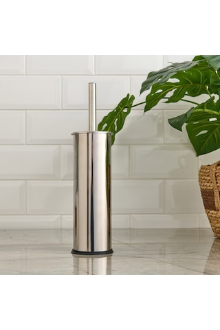 Bath Akıllı Kapaklı Tuvalet Fırçası - Krom - 36 Cm Renkli