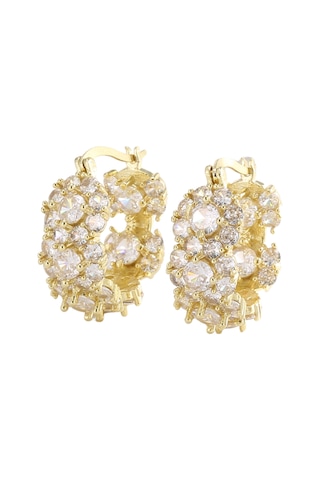 Geeksen Altın Renkli Zirkon Yüzük Küpe Seti, Şık Ve Modaya Uygun Aksesuar 12009 Gold