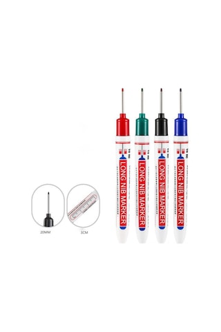 Mufunye Kalıcı İşaretleme İçin Profesyonel 4'lü Yapı İşaretleme Kalem Seti - Metal, Plastik, Cam, Tahta Üzerinde Kullanım İçin Uygun Siyah, Kırmızı, Yeşil, Mavi