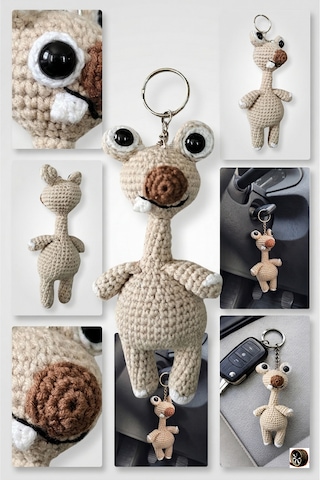 El Yapımı Amigurumi Sid Karakter Anahtarlık Sevimli Örgü Figür Araba Anahtarlığı & Çanta Aksesuar