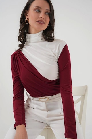 Defymoda 940 Büzgü Detaylı Sandy Bluz - Bordo Bordo