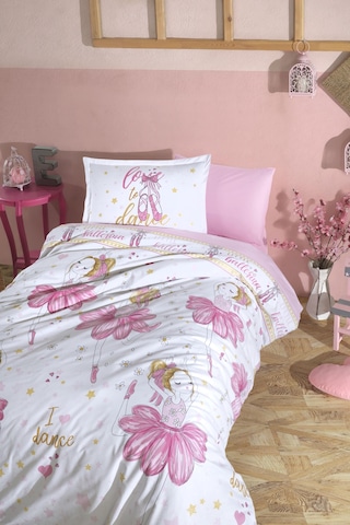 Clasy Ranforce Tek Kişilik Nevresim Takımı Ballerina V1 Pembe Çok Renkli