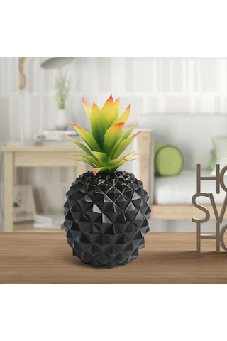 Homyl Reçine Ananas Süs Ev Dekorasyonu Nesnesi Masaüstü Siyah Orta