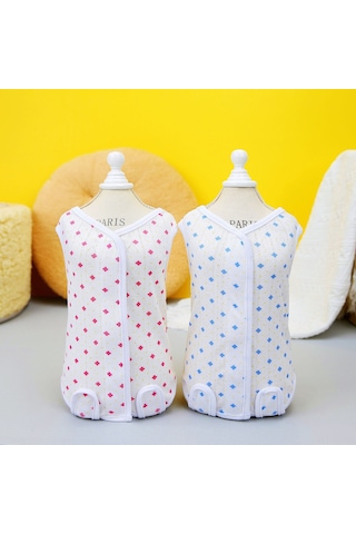 Hangfox Kedi Cerrahi Sonrası Giysi - Doğum Sonrası Kıyafet, Yalama Engeli, Sağlam Malzeme, Mavi Dört Yapraklı Çiçek Desenli