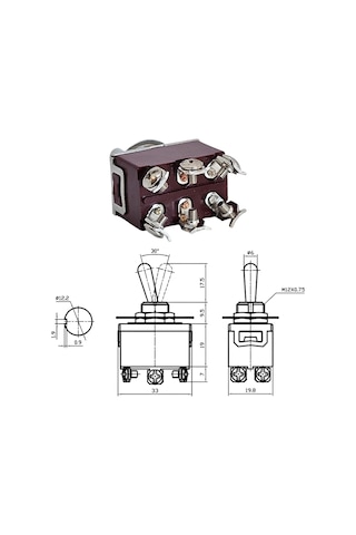 Ic-159 Toggle Switch 6p On-off-mom Ø12mm Kn3c-213