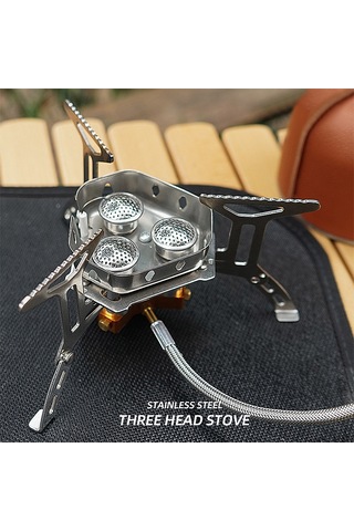 Ximistore9 Tomshoo Taşınabilir Üç Aynalı Kamp Ocağı - Kompakt, Katlanabilir, Çelik Ve Bakır Malzeme İle Dış Etkinlikler İçin Gümüş