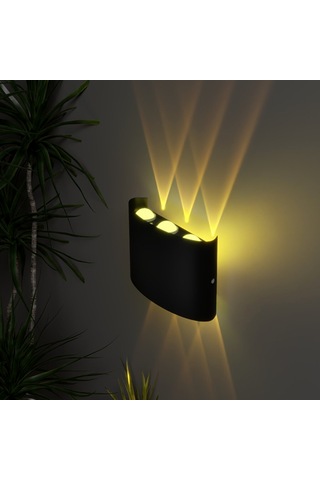 Dekoratif 10W Çift Yönlü Iç - Dış Mekan Siyah Kasa Amber Işık - 1 Adet Amber