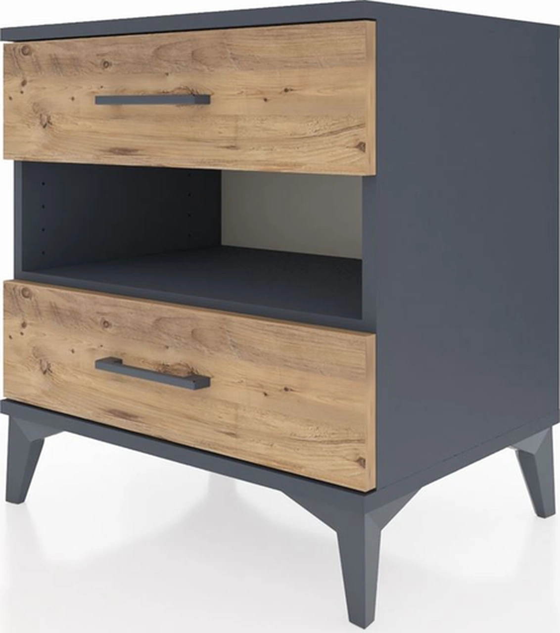 Hyperion Komodin Tek Raflı 2 Çekmeceli 60x44x64 Antrasit-çam Antrasit