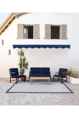 Koza Home Mist Lacivert Çift Kişilik Bahçe Koltuğu Siyah İskelet 6008 Lacivert