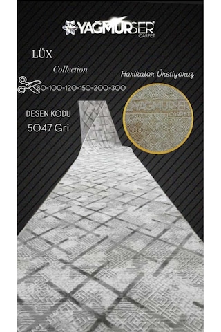 Nesrin Jel Taban Kaymaz Modern Gri Salon Koridor Kesme Hali Yolluk