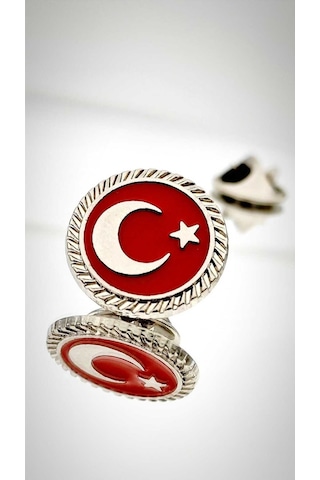 Yörük Tasarım Türk Bayrağı Mineli Fasetli Rozet Gümüş
