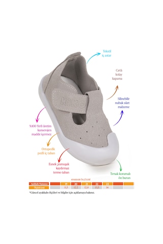 Kiko Kids Elroy İlk Adım Bebe Cırtlı Erkek Bebek Spor Ayakkabı Gri Gri