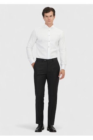 Ramsey Beyaz Slim Fit Düz Manşet Smokin Gömlek beyaz white