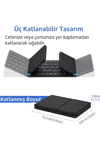 İos Uyumlu Android Tablet Telefon Için Taşınabilir Mini Katlanır Klavye