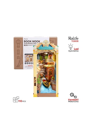Rolife Tgb08 Venedik Romantic Venice Kitap Köşesi Dıy Minyatür Maket Model Seti Mini Dollhouse 3d Model Kit Detaylı Dekoratif Hobi Seti 3d Puzzle Tiny House