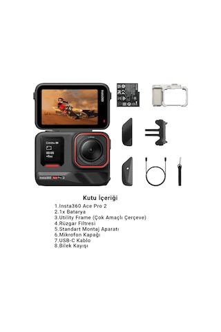 Ace Pro 2 Xplorer Bundle 8K Aksiyon Kamera Siyah / Gümüş Deklanşör Düğmeli Tutma Aparatlı Set