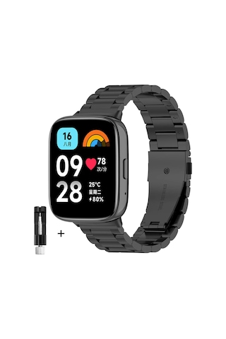 Xiaomi Redmi Watch 3 Active Uyumlu Ayarlabilir Paslanmaz Çelik Akıllı Saat Kordonu