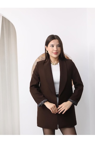 Enter Leopar Astar Detay Blazer Ceket Kahverengi