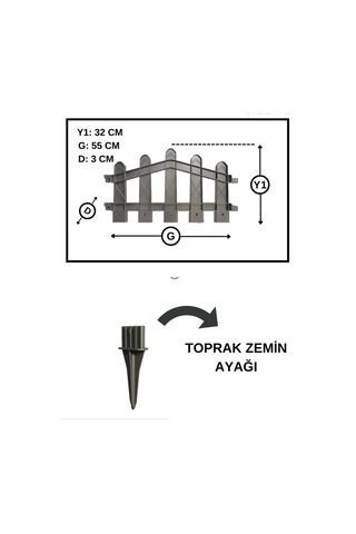 Dekoratif Plastik Bahçe Ve Peyzaj Çiti 8 Adet Çit Y: 32 Cm / G: 4.4 M Toprak Ayaklı - Yeşil