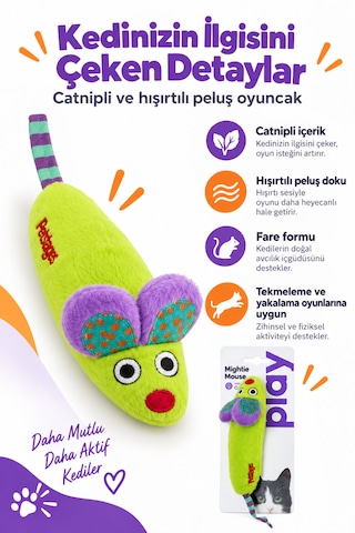 Petstages Mightie Mouse Catnipli Hışırtılı Peluş Kedi Oyuncağı