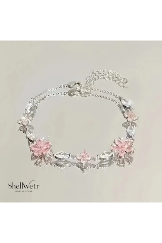 Sakurra Çiçekli Bileklik Sevgililer Günü , Annenize Verilecek En Güzel Gümüş Kapalama Hediye Çok Renkli