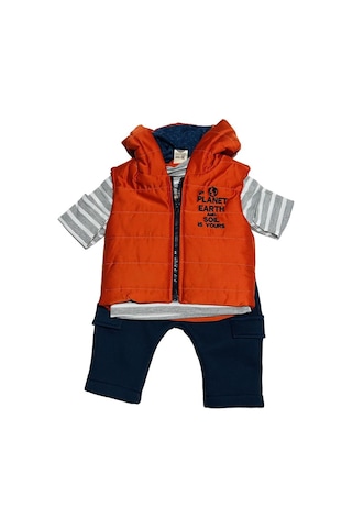 Yelekli Alt-üst Takım Ylk-3374 Turuncu - Lacivert