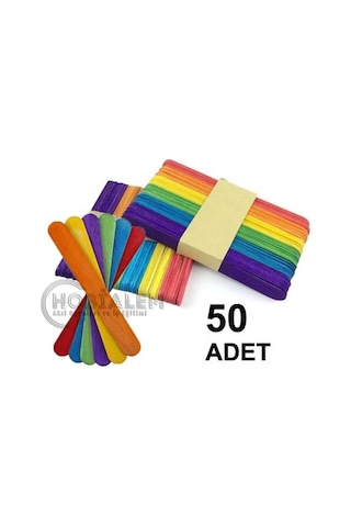 50 Adet. Renkli Dil Çubuğu. Geniş Doktor Çubuğu. Dondurma Çubuğu.