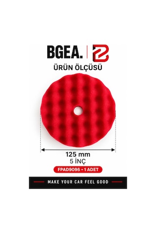 Bgea Waffle Kırmızı Polisaj Süngeri 5 İnç 125 Mm Cırtlı Pasta Cila Pedi 1 Adet Fpad9096