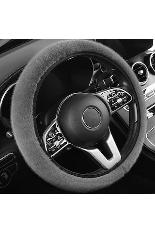 Gri Seametal Kış Sıcak Peluş Araba Direksiyon Araba İç Aksesuarları Kapakları