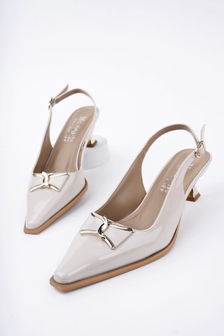 Muggo Forest Arkası Açık Toka Detaylı Günlük Klasik Topuklu Kadın Stiletto Ayakkabı Ten Rugan