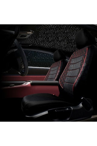 Gof Plus Serisi Universal Oto Koltuk Kılıfı Siyah-Kırmızı Dikişli