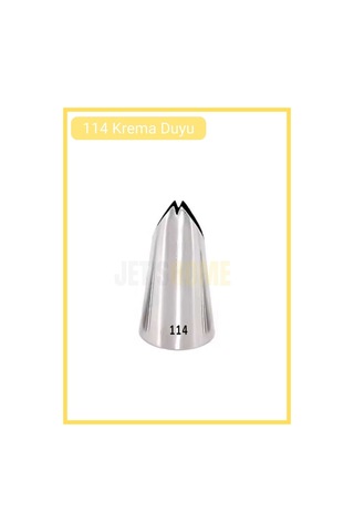 114 Yaprak Desen Krema Duyu Büyük Boy Pasta Duyu Paslanmaz Çelik Krema Torbası Ucu 2.5x1.5x4.2 Cm Metalik Gri