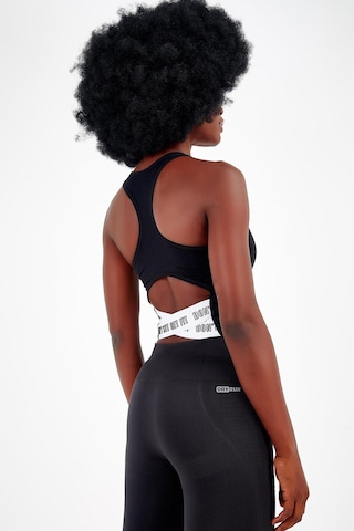 Maraton 17499 Active Slim Fit Kadın Bisiklet Yaka Kolsuz Gym Bralet Siyah