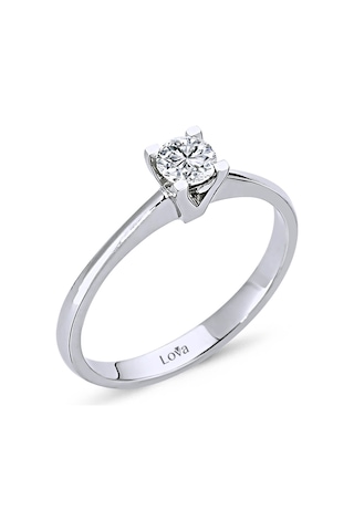 Lova D Renk 0,27 Karat Pırlanta Tektaş Yüzük - HRD Sertifikalı - 1020099