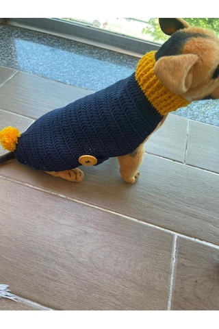 Pati Kedi Köpek Örme Ponponlu Düğmeli Kıyafet Giyim Pet